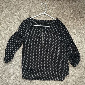 Maurices Black and White Patterned Blouse